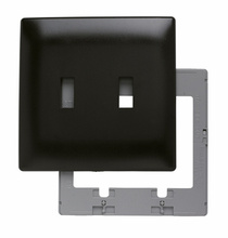 Discontinued - Discontinued - Two Gang Toggle Screwless Wall Plate with Plastic Sub-plate, Brown