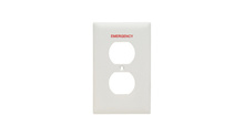 TradeMaster® 1-Gang Nylon Wall Plate, 1 Duplex Receptacle Opening, Pad Printed "Emergency", White TradeMaster® 1-Gang Nylon Wall Plate, 1 Duplex Receptacle Opening, Pad Printed "Emergency", White