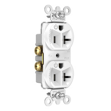 20A 125V Dual-Controlled Plug Load Duplex Receptacle, White 20A 125V Dual-Controlled Plug Load Duplex Receptacle, White