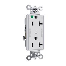 20A 125V Heavy Duty Hospital-Grade Tamper-Resistant Dual Controlled Plugload Decorator Duplex Receptacle, Back and Side Wire, White