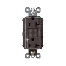 20A 125V Plug Load Dual Controlled Tamper-Resistant Self-Test GFCI Receptacles with SafeLock® Protection, Brown