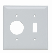2-Gang Thermoset Wall Plate, 1 Toggle Switch Opening, 1 Single Receptacle, White