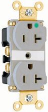 Extra Heavy Duty Hospital Grade LED Illuminated Face Receptacles, Back and Side Wire, 20A, 125V, Gray