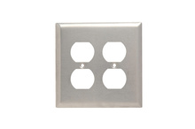 Junior Jumbo 2-Gang 302/304 Stainless Steel Wall Plate, Duplex Receptacle Openings