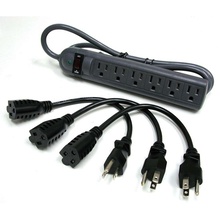 6-Outlet Power Strip with Surge Suppressor (3) 1ft Outlet Saver Power Extension Cords 6-Outlet Power Strip with Surge Suppressor (3) 1ft Outlet Saver Power Extension Cords