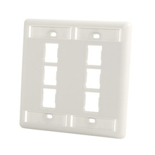 HDJ 6 PORT DOUBLE GANG FACEPLATE, FOG WHITE, WITH LABEL FIELD HDJ 6 PORT DOUBLE GANG FACEPLATE, FOG WHITE, WITH LABEL FIELD