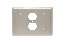 3-Gang 302/304 Stainless Steel Wall Plate, 1 Blank 1 Duplex Receptacle and 1 Blank
