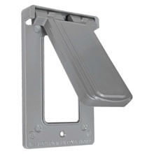 Cast Weatherproof Decorator/GFCI Vertical Cover, Self-Closing, Gray