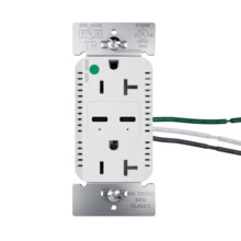 65W Hospital Grade USB Outlet, Type C, 20A, Tamper-Resistant, White