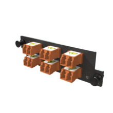 Infinium M4 HDFP Adapter Panel, 6 Keyed Front Keyed Rear LC Duplex Adapters, 12 Fiber, Brown
