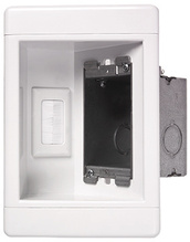 Single-Gang Recessed TV Box with Metal Electrical Box and Low-Voltage Brush, White