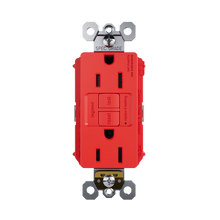 PlugTail® Specification Grade Tamper-Resistant 15A Duplex Self- Test Feed-Through GFCI Receptacles with SafeLock® Protection, Red