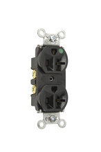 20A 125V Heavy Duty Hospital-Grade Compact Duplex Receptacle, Back and Side Wire, Black