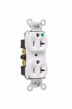 20A 125V Heavy Duty Hospital-Grade Compact Duplex Receptacle, Back and Side Wire, White 20A 125V Heavy Duty Hospital-Grade Compact Duplex Receptacle, Back and Side Wire, White