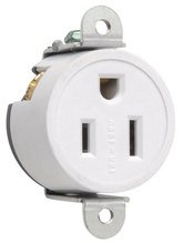 15A 125V Short Strap Spec-Grade Single Receptacle, Side Wire, White 15A 125V Short Strap Spec-Grade Single Receptacle, Side Wire, White