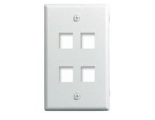 1-Gang, 4-Port Wall Plate, White 1-Gang, 4-Port Wall Plate, White