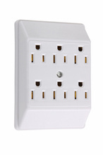 15A 125V Plug-in Adapter, 2-Pole, 3-Wire, White