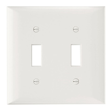 2-Gang Thermoset Wall Plate, 2 Toggle Switch Openings, White