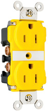Industrial Extra Heavy Duty Spec Grade Receptacles, Corrosion-Resistant, Back and Side Wire, 15A, 125V, Yellow Industrial Extra Heavy Duty Spec Grade Receptacles, Corrosion-Resistant, Back and Side Wire, 15A, 125V, Yellow