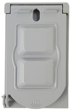 Cast Weatherproof Cover Vertical Toggle Switch and Power Outlet, Gray Cast Weatherproof Cover Vertical Toggle Switch and Power Outlet, Gray