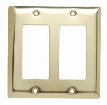 2-Gang Polished Brass Wall Plate, 2 Decorator Openings