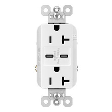 15W Spec Grade USB Outlet, Type C, 20A, Tamper-Resistant, White