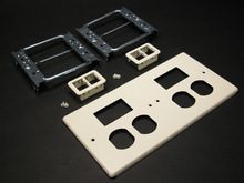 4-GANG W/TWO DUPLEX AND TWO TRACJK MINI ADAPTER BEZELS-IVORY 4-GANG W/TWO DUPLEX AND TWO TRACJK MINI ADAPTER BEZELS-IVORY
