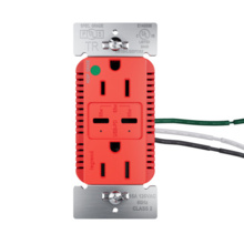 65W Hospital Grade USB Outlet, Type C, 15A, Tamper-Resistant, Red