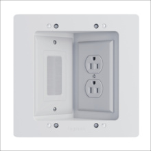 In-Wall Power & Cable Management TV Connection Kit - New Construction/Retrofit (with outlet) In-Wall Power & Cable Management TV Connection Kit - New Construction/Retrofit (with outlet)