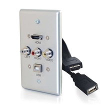 Discontinued - HDMI®, USB, Composite Video and RCA Stereo Audio Pass Through Single Gang Wall Plate - Brushed Aluminum