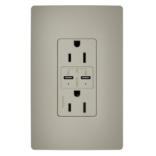 radiant 65W USB Outlet, Type C, 15A, Tamper-Resistant, Nickel