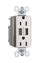 3.1A Spec Grade USB Outlet, Type A, 15A, Tamper-Resistant, Nickel 3.1A Spec Grade USB Outlet, Type A, 15A, Tamper-Resistant, Nickel