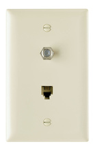 1-Gang Pre-configured Wall Plate with One RJ11 Telephone Jack and One F-Type Coupler, Ivory 1-Gang Pre-configured Wall Plate with One RJ11 Telephone Jack and One F-Type Coupler, Ivory
