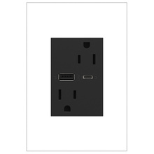 adorne® 15W USB Outlet, Type A/C, 15A, Tamper-Resistant, Plus-Size, Graphite