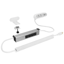 Sit Stand Desk Power 2 Receptacle 65W USB-C On-Desk, with 4 Receptacles Below Desk, White