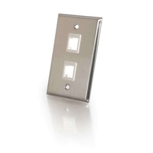 Two Port Keystone Single Gang Wall Plate - Stainless Steel (TAA Compliant) Two Port Keystone Single Gang Wall Plate - Stainless Steel (TAA Compliant)