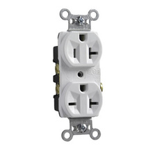 Discontinued - Hard Use Spec Grade Combination Receptacle, Side Wire, 20A, 125-250V, White
