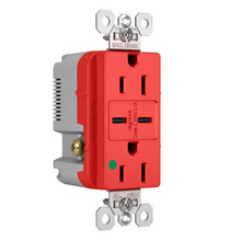 Discontinued - Discontinued - 15A 125V Duplex Hospital Grade Tamper Resistant Receptacle with Dual USB-C 3.1A, Red