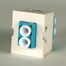 TracJack Module, 1-LC Duplex, OM3/4, Aqua adapter, Fog White Housing