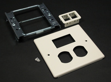 4047 Two-Gang Cover and Ortronics TrakJackI Mini Adapter Fitting 4047 Two-Gang Cover and Ortronics TrakJackI Mini Adapter Fitting