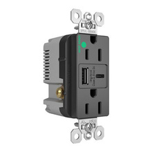 15W Hospital Grade USB Outlet, Type A/C, 15A, Tamper-Resistant, Black 15W Hospital Grade USB Outlet, Type A/C, 15A, Tamper-Resistant, Black