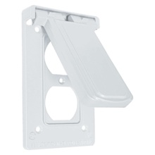 Cast Weatherproof Cover Duplex Receptacle Vertical, White