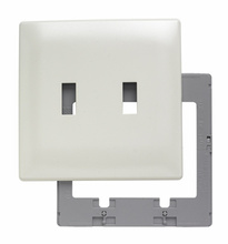Discontinued - Discontinued - Two Gang Toggle Screwless Wall Plate with Plastic Sub-plate, Light Almond