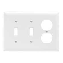 TradeMaster® 3-Gang Nylon Wall Plate, 2 Toggle Switch Openings, 1 Duplex Receptacle Opening, White TradeMaster® 3-Gang Nylon Wall Plate, 2 Toggle Switch Openings, 1 Duplex Receptacle Opening, White