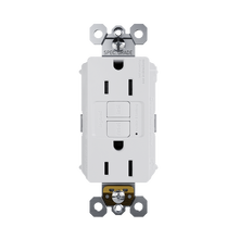 PlugTail® Specification Grade 15A Duplex Self- Test Feed-Through GFCI Receptacles with SafeLock® Protection, White