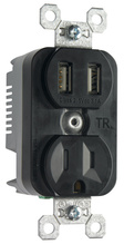 Discontinued - Discontinued - Tamper-Resistant Single Receptacle with 3.1A USB Charger, Black