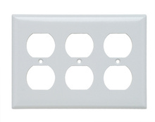 3-Gang Thermoset Wall Plate, Duplex Receptacle Openings, White 3-Gang Thermoset Wall Plate, Duplex Receptacle Openings, White