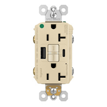 radiant® Hospital Grade GFCI USB Outlet with SafeLock® Protection, Type A/C, 20A, Tamper-Resistant, Ivory radiant® Hospital Grade GFCI USB Outlet with SafeLock® Protection, Type A/C, 20A, Tamper-Resistant, Ivory