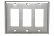 Junior Jumbo 3-Gang 302/304 Stainless Steel Wall Plate, Decorator Openings Junior Jumbo 3-Gang 302/304 Stainless Steel Wall Plate, Decorator Openings