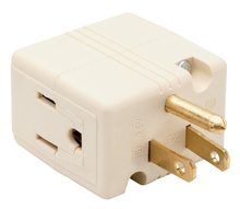 15A/125V Cube Tap Adapter 2-Pole 3-Wire, Ivory